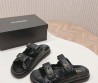 Женские кожаные шлепки Chanel 2024 черные с прострочкой