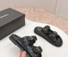 Женские кожаные шлепки Chanel 2024 черные с прострочкой