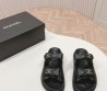 Женские кожаные шлепки Chanel 2024 черные с прострочкой