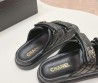 Женские кожаные шлепки Chanel 2024 черные с прострочкой