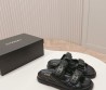 Женские кожаные шлепки Chanel 2024 черные с прострочкой