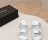 Женские кожаные шлепки Chanel 2024 белые с прострочкой