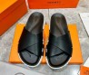 Мужские кожаные шлепки Hermes 2024 черные