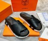 Мужские кожаные шлепки Hermes 2024 черные