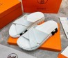 Мужские кожаные шлепки Hermes 2024 белые