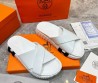 Мужские кожаные шлепки Hermes 2024 белые