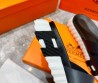 Мужские кожаные шлепки Hermes 2024 темно-синие