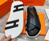 Мужские кожаные шлепки Hermes 2024 темно-синие