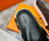 Мужские кожаные шлепки Hermes 2024 темно-синие