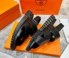 Мужские кожаные сандалии Hermes 2024 черные