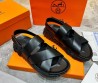 Мужские кожаные сандалии Hermes 2024 черные