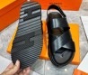Мужские кожаные сандалии Hermes 2024 черные
