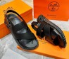 Мужские кожаные сандалии Hermes 2024 черные