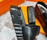 Мужские кожаные сандалии Hermes 2024 черные