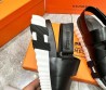 Мужские кожаные сандалии Hermes 2024 черные с белой подошвой