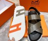 Мужские кожаные сандалии Hermes 2024 зеленые
