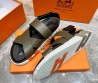Мужские кожаные сандалии Hermes 2024 зеленые