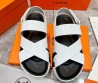 Мужские кожаные сандалии Hermes 2024 белые
