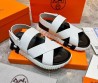 Мужские кожаные сандалии Hermes 2024 белые