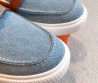 Женские текстильные лоферы Hermes 2024 джинсовые с кожаными элементами