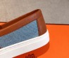 Женские текстильные лоферы Hermes 2024 джинсовые с кожаными элементами