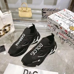 Женские комбинированные кроссовки Dolce & Gabbana 2024 черные с белыми элементами