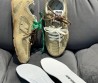 Женские комбинированные кроссовки Miu Miu х New Balance 2024 бежевые с разноцветными шнурками