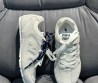 Женские замшевые кроссовки Miu Miu х New Balance 2024 светло-серые с разноцветными шнурками