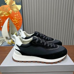 Женские комбинированные кроссовки Brunello Cucinelli 2024 черные