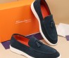Мужские замшевые лоферы Santoni 2024 с кисточками синие