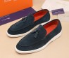 Мужские замшевые лоферы Santoni 2024 с кисточками синие