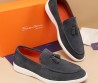 Мужские замшевые лоферы Santoni 2024 с кисточками серые