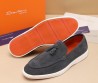 Мужские замшевые лоферы Santoni 2024 с кисточками серые