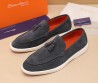 Мужские замшевые лоферы Santoni 2024 с кисточками серые
