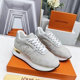 Женские текстильные кроссовки Louis Vuitton 2024 Neo Run серые с монограммой