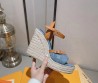 Женские текстильные босоножки Louis Vuitton 2024 Helios синие на танкетке 8,5 см