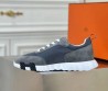 Мужские комбинированные кроссовки Hermes 2024 серые с серой буквой на подошве