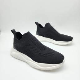 Мужские текстильные кроссовки Hugo Boss 2024 черные без шнурков
