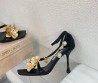 Женские атласные босоножки Jimmy Choo 2024 с золотистыми цветами каблук 10 см