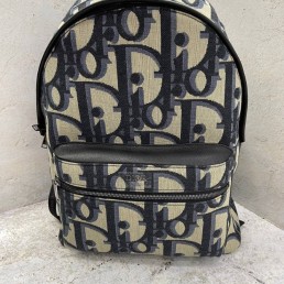 Женский жаккардовый рюкзак Christian Dior 2024 бежевый с черным 37х30