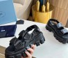 Женские кожаные сандалии Prada 2024 Monolith черные
