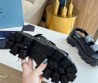 Женские кожаные сандалии Prada 2024 Monolith черные