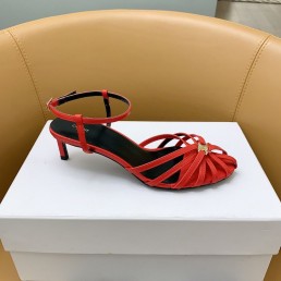 Женские кожаные туфли Celine красные 2024 каблук 5,5 см