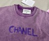 Женская футболка Chanel фиолетовая с надписью 2024