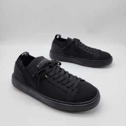 Мужские текстильные кроссовки Santoni черные 2024
