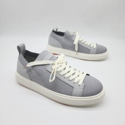 Мужские текстильные кроссовки Santoni серые 2024