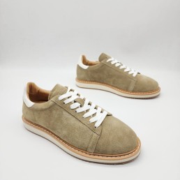 Мужские замшевые кеды Brunello Cucinelli бежевые 2024