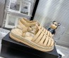 Женские кожаные сандалии Chanel бежевые с плетением 2024