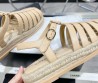 Женские кожаные сандалии Chanel бежевые с плетением 2024