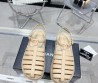 Женские кожаные сандалии Chanel бежевые с плетением 2024
